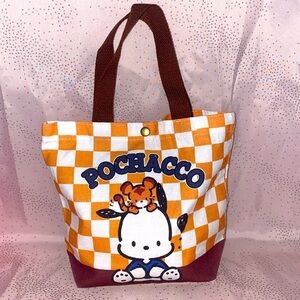Pochacco hand bag tote Sanrio Hello Kitty and friends fall colors checkered bag